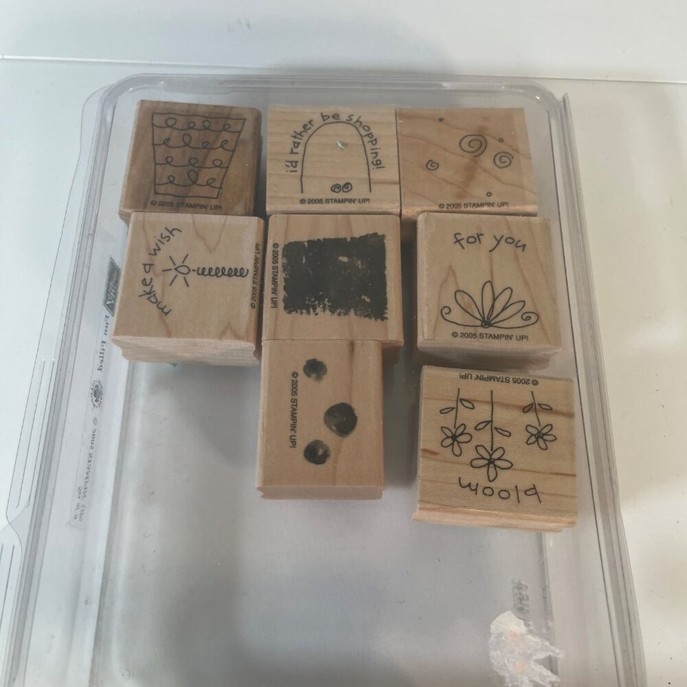 Stampin Up Funfilled Rubber Stamps Set Wood Blocks 2005 Craft Stamping Supplies